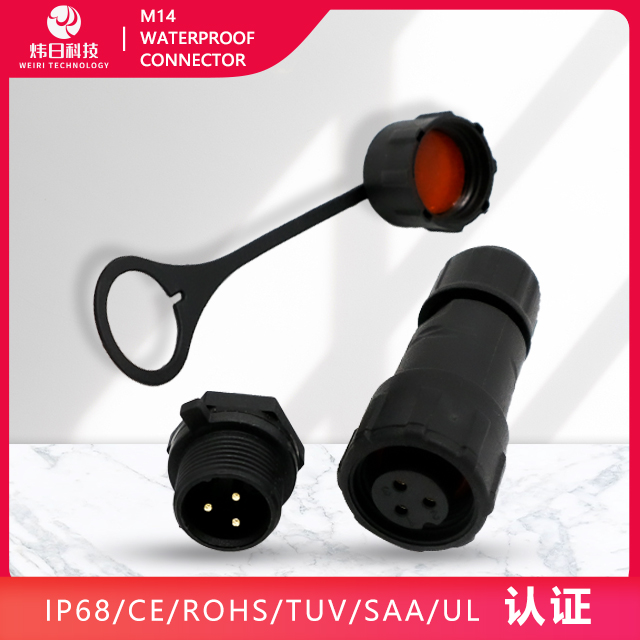 M14 ip68 waterproof male rear panel mount connector and female plug